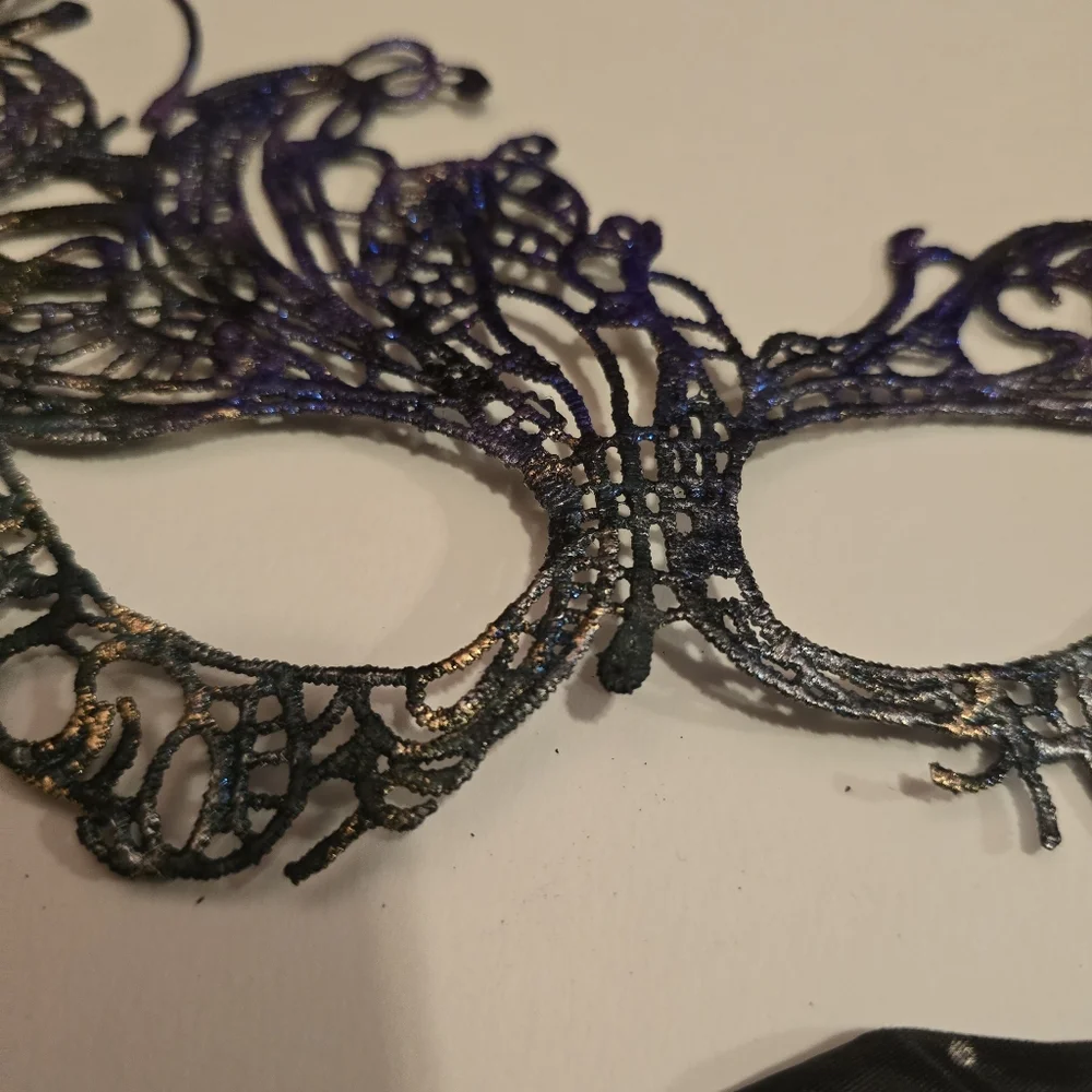HANDCRAFTED Upcycled Lace Eye Mask HANDPAINTED Festival Mask Comic Con Sexy Play